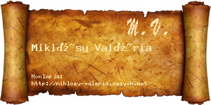 Miklósy Valéria névjegykártya